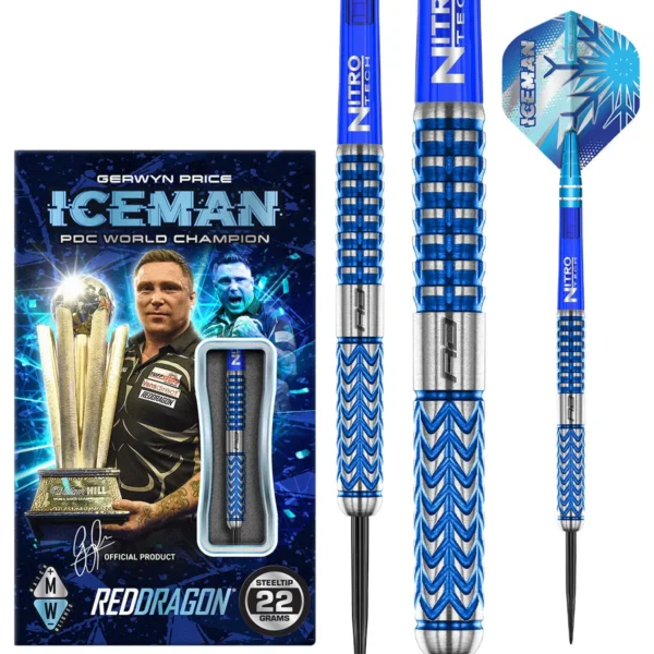 Gerwyn Price Glacier 90% Tungsten Steel Tip Darts - Red Dragon