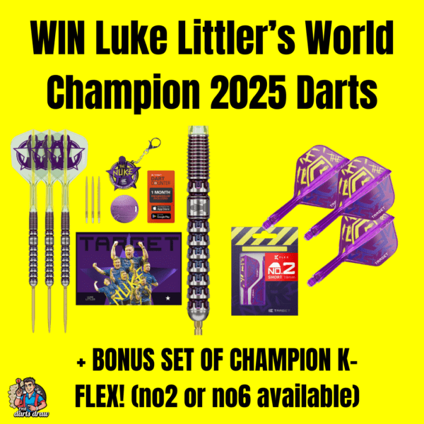 Luke Littler World Champion 2025 Edition SP 90% Tungsten Steel Tip Darts by Target – in box with accessories
