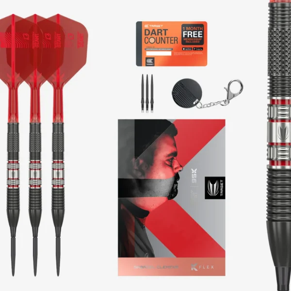 Gabriel Clemens 95K SP Darts with sleek black and red design