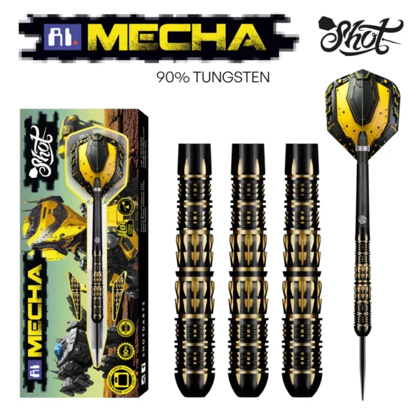 Shot AI Mecha 90% Tungsten Steel Tip Darts Set – High Precision and Performance