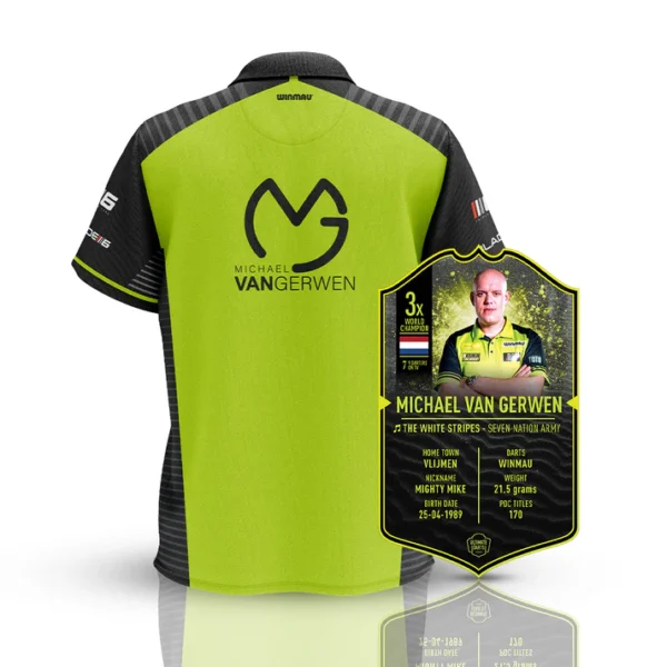 Michael van Gerwen Replica Shirt and Signed Ultimate Darts Card Bundle