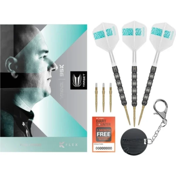 Signed Rob Cross 95K Swiss Point darts in presentation box with Target branding