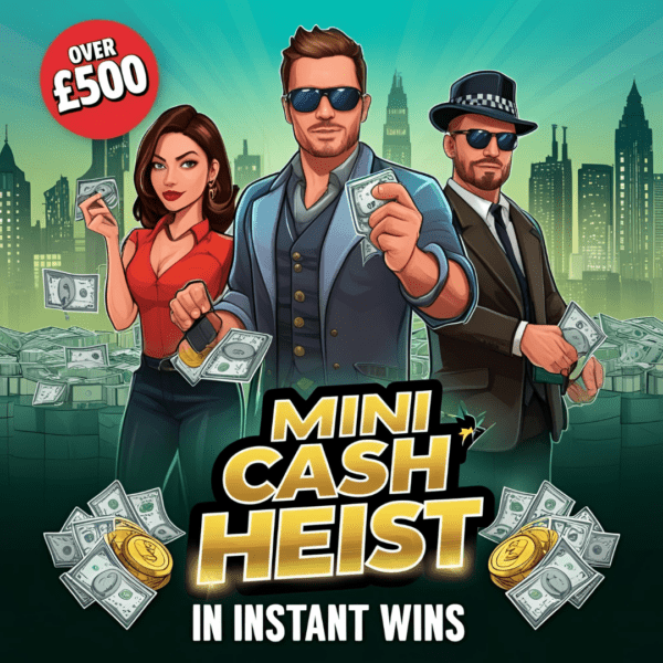 Mini Cash Heist competition with £500 in instant cash prizes and £100 main prize
