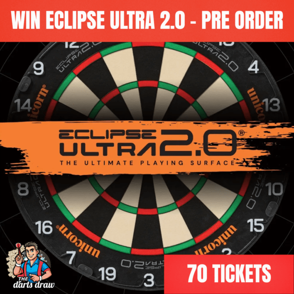 Win a Unicorn Eclipse Ultra Dartboard 2.0 – Only 70 Tickets at £2.99 each! Premium dartboard for just £2.99 per chance.