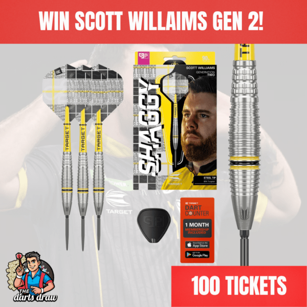 Target Darts Scott Williams Gen 2 SP 90% Tungsten Steel Tip Darts - Win in Autodraw