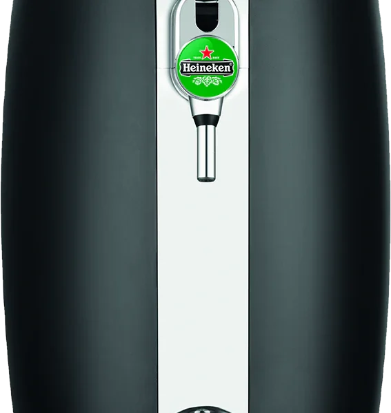 BeerTender Heineken Bundle with Krups draught machine and two 5L Heineken kegs on a counter