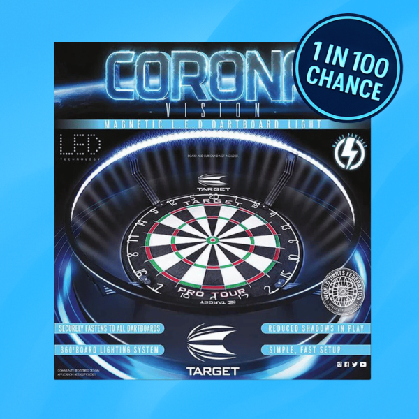 Target Corona Dartboard Lighting System with 360° LED lighting and 1 in 100 chance to win