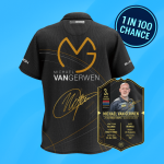 Signed MVG 5-Year Anniversary Shirt and Gold Ultimate Darts Card with 1 in 100 chance to win