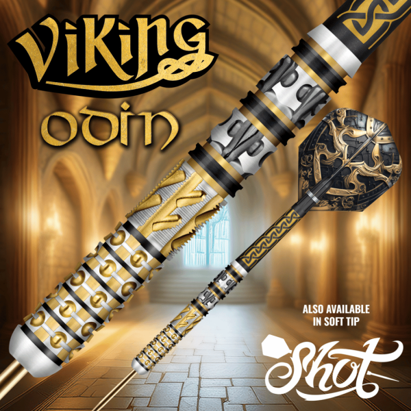 Viking Shot Odin 95% Tungsten Darts with Norse-inspired design, live draw Sunday 28th September.
