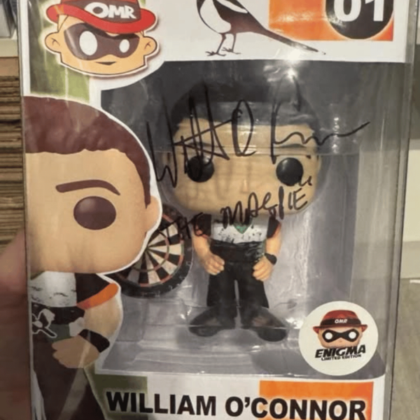 ✍️🇮🇪 WIN - HAND SIGNED WILLIAM O'CONNOR ENIGMA DARTS FIGURE OR £40 CASH