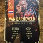 Very rare hand signed Raymond van Barneveld player card competition – 100 tickets at £1.49 each, live draw Sunday 19th October.