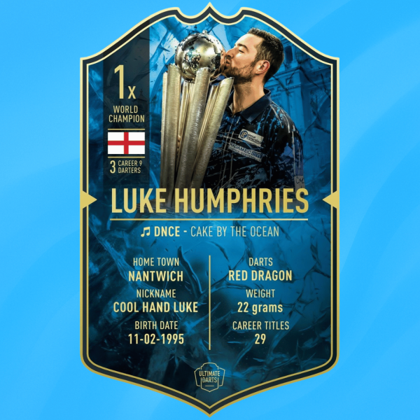 ✏🆒 WIN - LUKE HUMPHRIES SIGNED ULTIMATE CARD OR £20 CASH (AUTO DRAW)