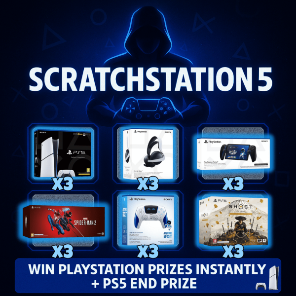 🎮👾 SCRATCHSTATION 5 – WIN PLAYSTATION PRIZES INSTANTLY + PS5 END PRIZE!