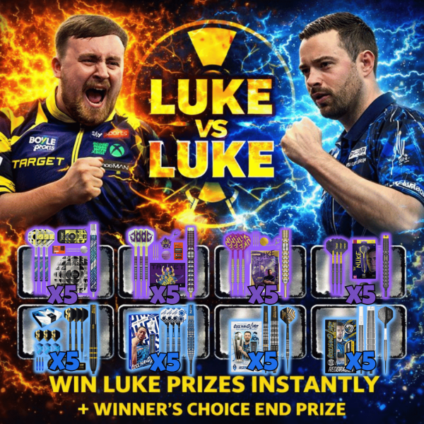 Luke vs Luke instant win scratch-off competition featuring Luke Littler and Luke Humphries darts prizes with winner’s choice end prize