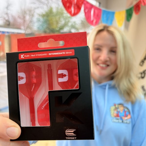 New Target Nathan Aspinall K Flex darts shown in official packaging, with a £10 cash alternative available.