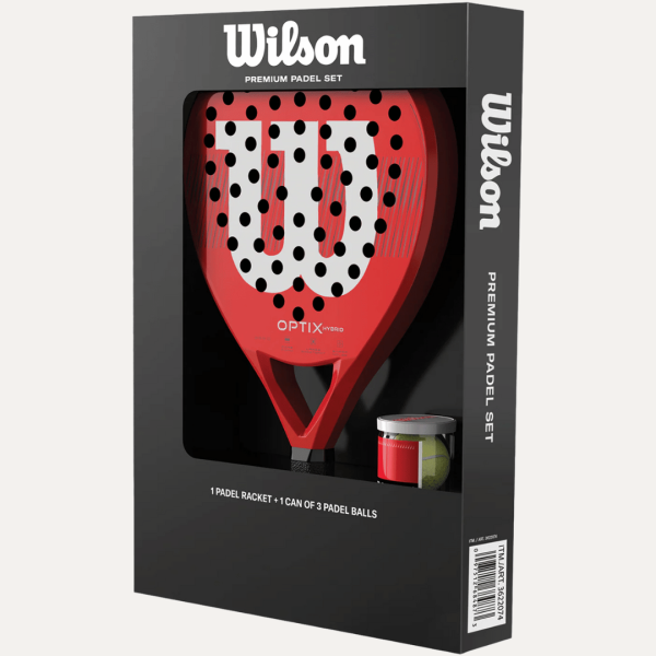 Wilson Optix XP padel kit box red including padel racket balls and carry bag prize draw