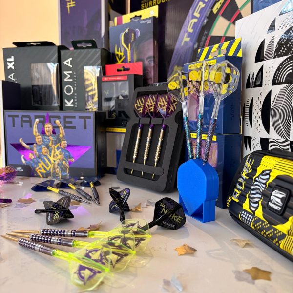 Luke “The Nuke” Littler mega darts bundle including signed card, darts sets, dartboard, surround and accessories
