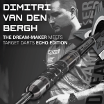Image showing the Dimitri Van den Bergh Target Echo 24g darts set, featuring a precision-machined barrel design with Target branding and packaging.