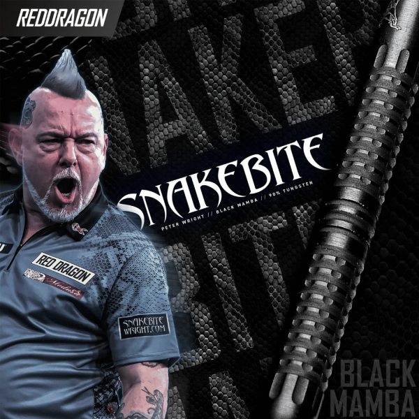New Peter Wright Black Mamba darts shown in official packaging, with a £70 cash alternative available.