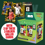 FIFA World Cup 2026 Adrenalyn XL trading card box with Golden Baller cards