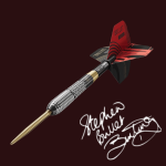 Hand signed Stephen Bunting G5 darts displayed as a collectible prize, promoted as a live draw with a £90 cash alternative.