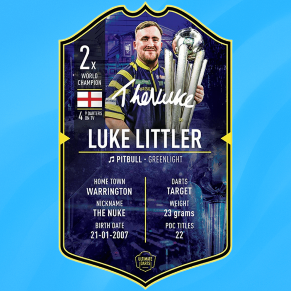 🔥 WIN NEW HAND SIGNED LUKE LITTLER 2X WORLD CHAMPION ULTIMATE CARD (ONLY 500 MADE) OR £50 CASH