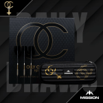 Mission Darts Olly Croft OBE Limited Edition steel tip darts presented in premium black and gold collectors packaging