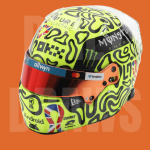 McLaren Lando Norris Silverstone 2025 Winners 1:5 scale model helmet with neon yellow and black design